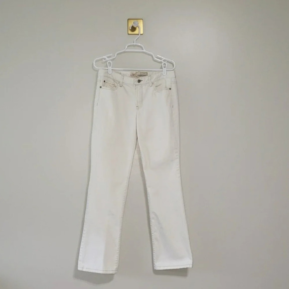 Loft Original Bootcut Jeans Women's 8 White with Constrast Thread Denim Casual - Picture 1 of 12